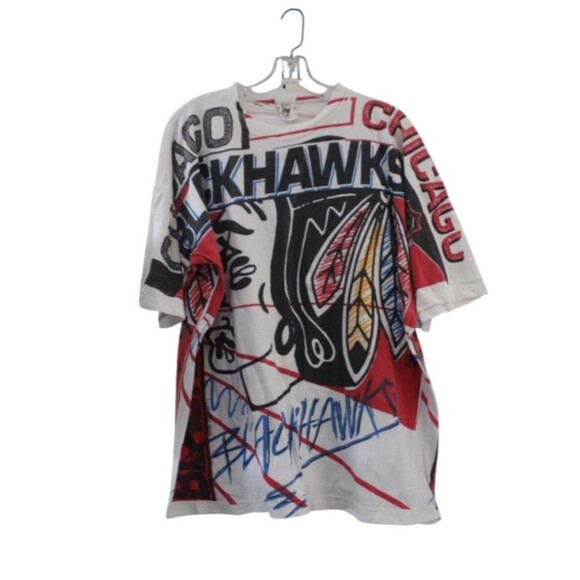 VTG Magic Johnson All Over Print Chicago Blackhawks  Shirt Men's Large - Rare - Picture 1 of 7